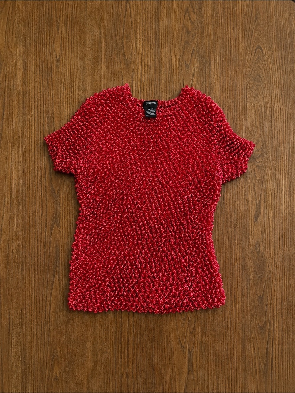 Xhilaration Stretch Red Popcorn Shirt Y2K Textured Top Retro Crinkle